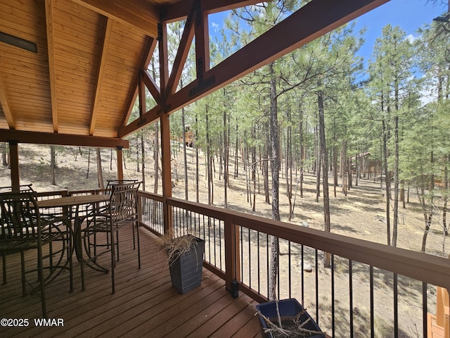 deck with outdoor dining space