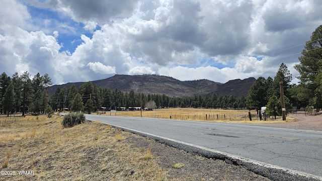 view of mountain feature with a rural view