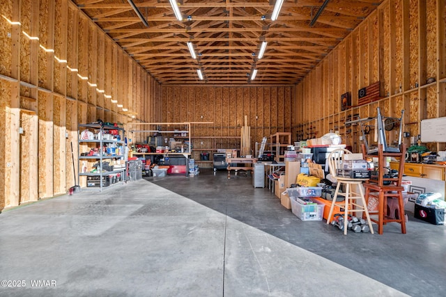 garage featuring a workshop area