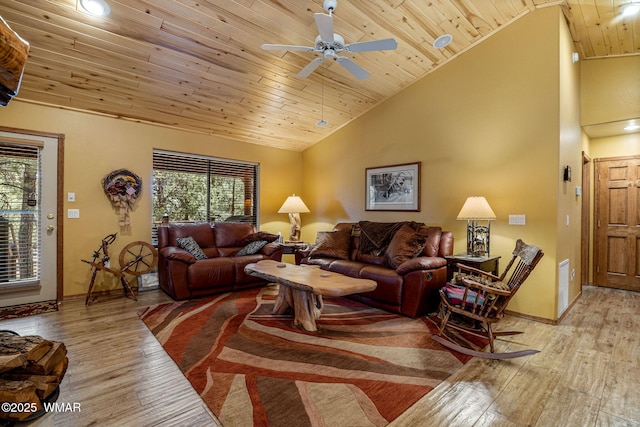 1761 N Bison Ct, Show Low, AZ 85901 - living area with light wood finished floors, wood ceiling, ceiling fan, recessed lighting, and high vaulted ceiling
