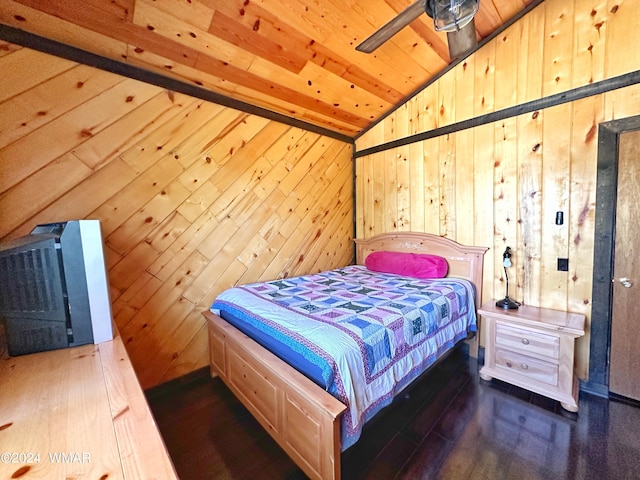 3403 Top View Rd, Overgaard, AZ 85933 - bedroom with vaulted ceiling, wooden ceiling, wood walls, and wood finished floors