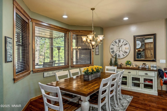 4040 W Ninebark Ln, Show Low, AZ 85901 - dining area featuring a chandelier, dark wood-style floors, and recessed lighting