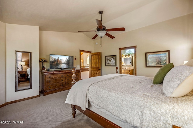 4040 W Ninebark Ln, Show Low, AZ 85901 - bedroom with carpet floors, lofted ceiling, and ceiling fan