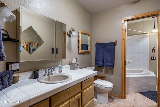 2444 S Jan Ln, Pinetop, AZ 85935 - bathroom featuring vanity, tile patterned floors, and tub / shower combination
