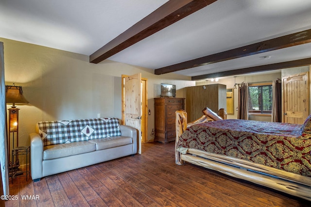 2444 S Jan Ln, Pinetop, AZ 85935 - bedroom with wood-type flooring and beam ceiling