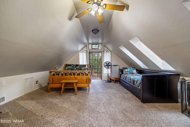 2444 S Jan Ln, Pinetop, AZ 85935 - bedroom featuring lofted ceiling, carpet flooring, and a skylight