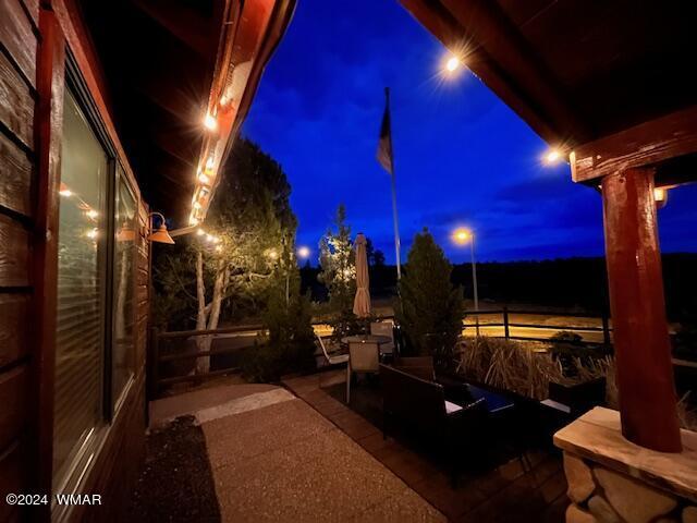 patio at twilight with fence