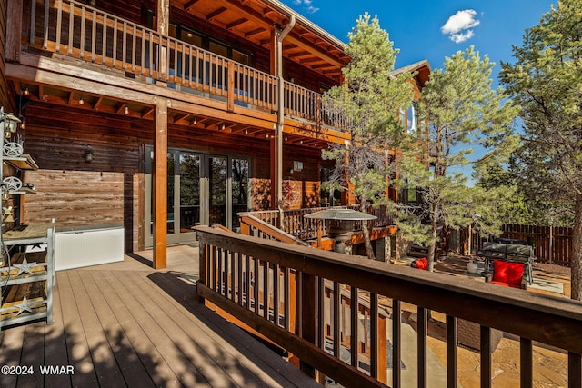 wooden deck with french doors