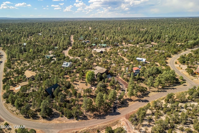 birds eye view of property featuring a forest view