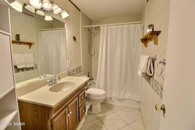 2413 Lupine Cir, Pinetop, AZ 85935 - full bath with vanity, toilet, tile patterned flooring, and shower / bath combination with curtain