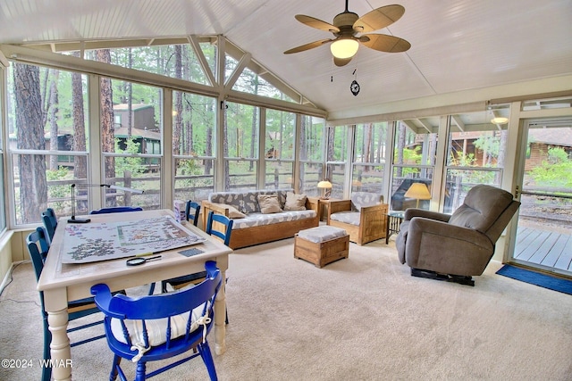 2413 Lupine Cir, Pinetop, AZ 85935 - sunroom featuring carpet floors, healthy amount of natural light, and vaulted ceiling