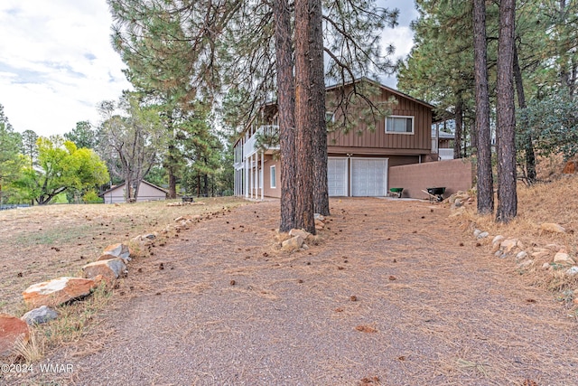 exterior space featuring a garage