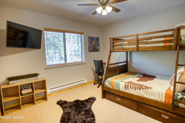 6970 Palomino Dr, Pinetop, AZ 85935 - bedroom featuring carpet, ceiling fan, and baseboard heating