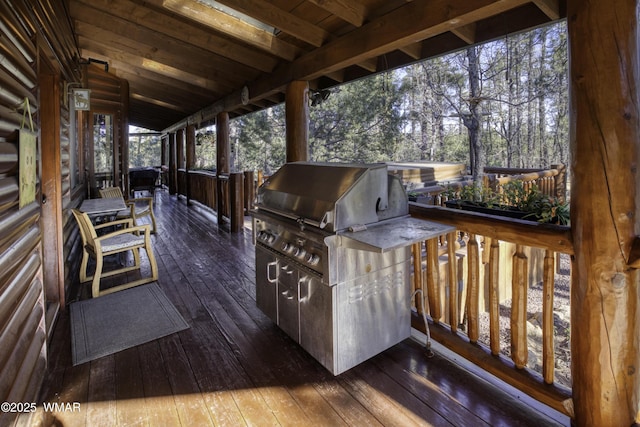 2100 E Ridge Dr, Pinetop, AZ 85935 - wooden deck with a grill and an outdoor kitchen