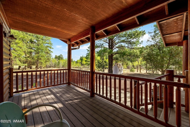 3307 Black Canyon Rd, Heber, AZ 85928 - wooden terrace with view of scattered trees