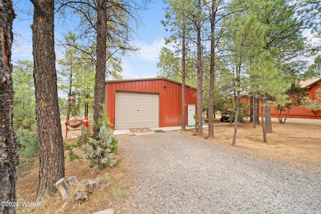 view of detached garage