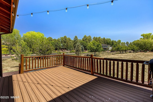 1415 N Lake View Cir, Lakeside, AZ 85929 - wooden terrace with view of wooded area
