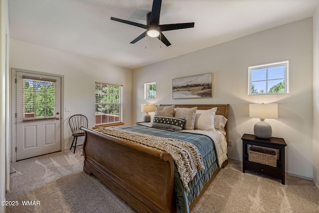 1415 N Lake View Cir, Lakeside, AZ 85929 - bedroom with light colored carpet and a ceiling fan