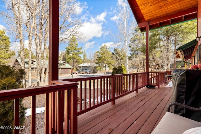 deck with a residential view