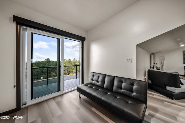 living area with wood finished floors