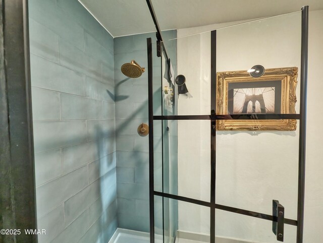 bathroom with a shower stall