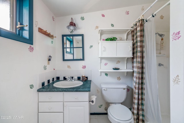 2677 Jackrabbit Dr, Pinetop, AZ 85935 - full bath with a shower with shower curtain, vanity, and toilet