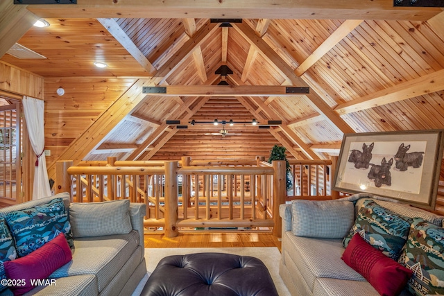 2677 Jackrabbit Dr, Pinetop, AZ 85935 - living room with beamed ceiling and wood ceiling