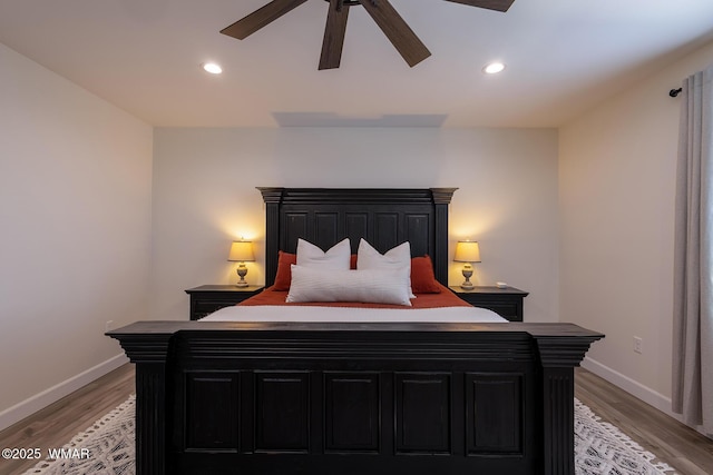 7758 James Pearce Way, Taylor, AZ 85939 - bedroom featuring light wood finished floors, recessed lighting, and ceiling fan