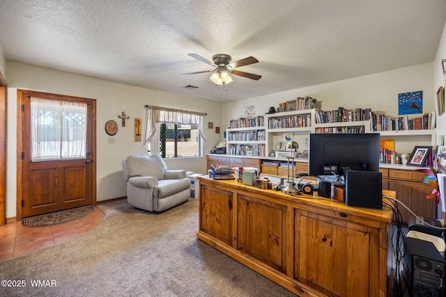 1030 Chamberlain Way, Show Low, AZ 85901 - office area with ceiling fan, light carpet, and a textured ceiling