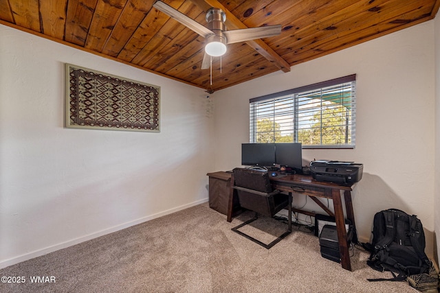 1919 Daggs St, Show Low, AZ 85901 - carpeted office with a wood ceiling with exposed beams and a ceiling fan