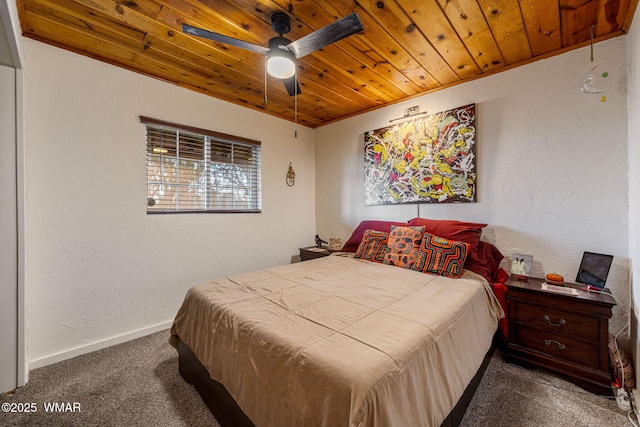 1919 Daggs St, Show Low, AZ 85901 - carpeted bedroom featuring wood ceiling, a textured wall, and a ceiling fan