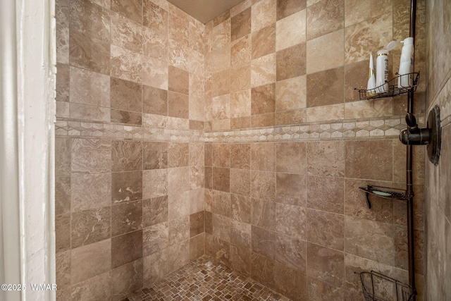 bathroom with a tile shower
