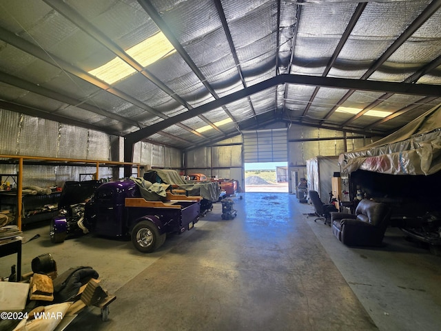 garage featuring metal wall