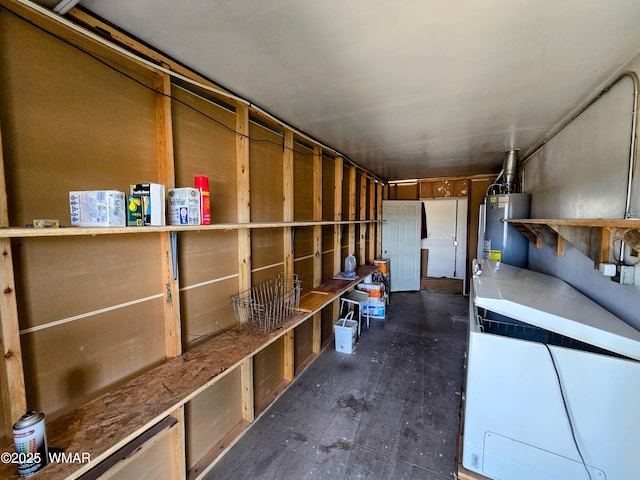 storage room with gas water heater