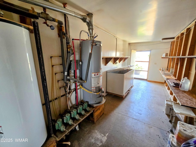 utility room with water heater