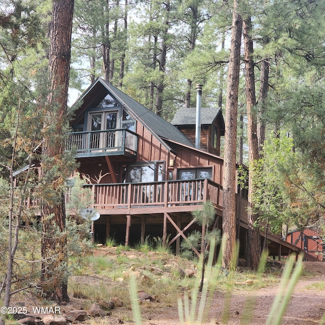 1144 Christopher Creek Loop, Payson, AZ 85541 - back of property featuring a wooden deck and a shingled roof