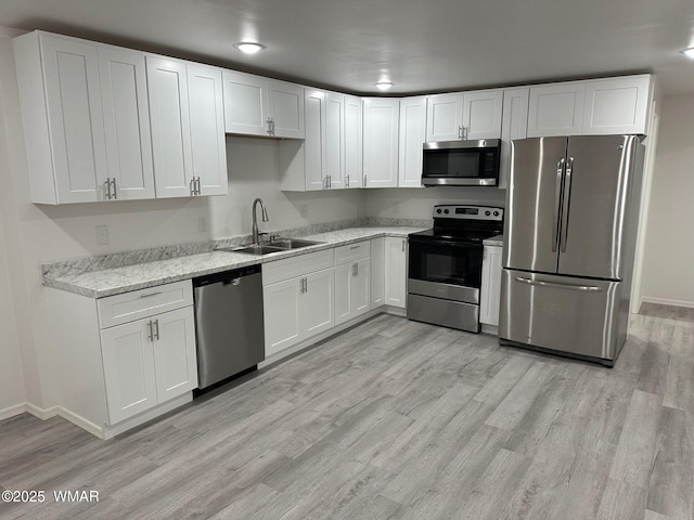 195 S 4th St, Snowflake, AZ 85937 - kitchen with white cabinetry, appliances with stainless steel finishes, baseboards, and a sink