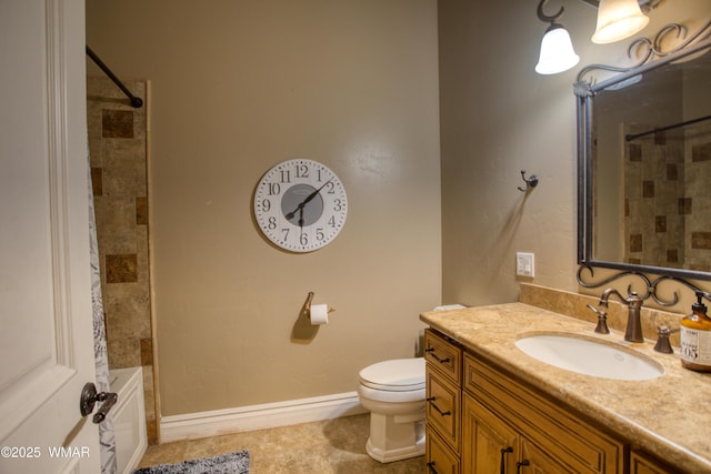 7444 Caldwell Canyon Rd, Snowflake, AZ 85937 - full bathroom with vanity, toilet, tile patterned floors, and tub / shower combination