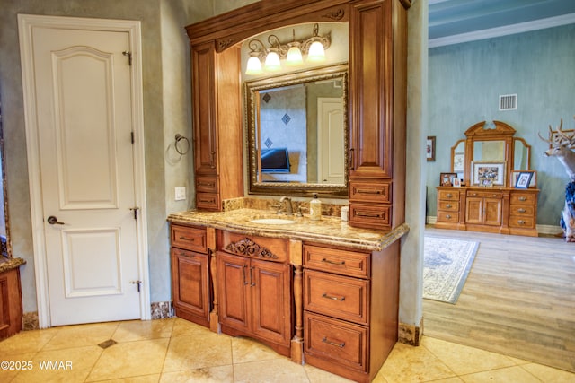 7444 Caldwell Canyon Rd, Snowflake, AZ 85937 - bathroom with vanity, tile patterned floors, and baseboards