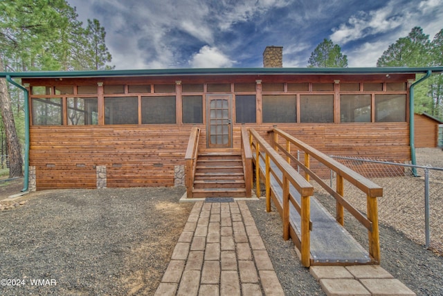 exterior space with a chimney