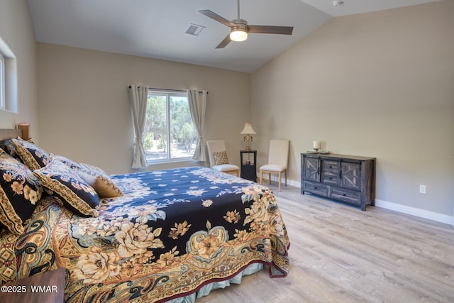 3511 W Falling Leaf Rd, Show Low, AZ 85901 - bedroom with wood finished floors, lofted ceiling, and ceiling fan