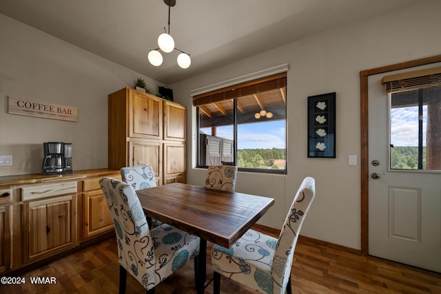 dining room featuring baseboards and dark wood-style flooring