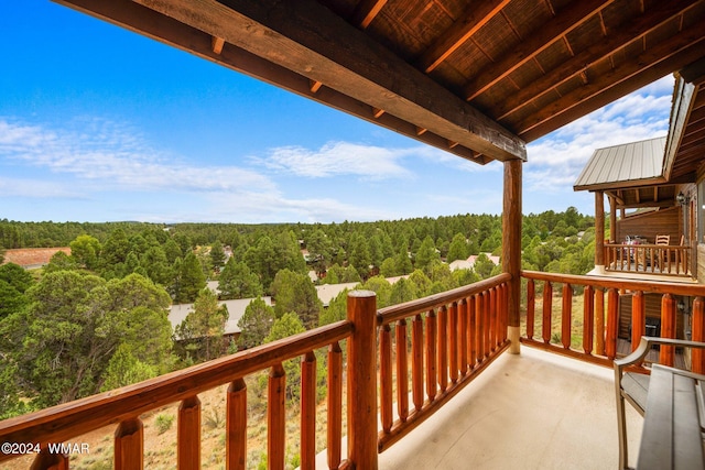 balcony with a view of trees