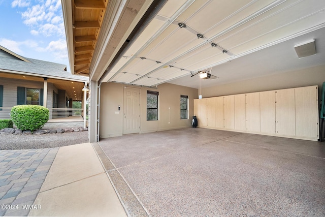 garage with a garage door opener