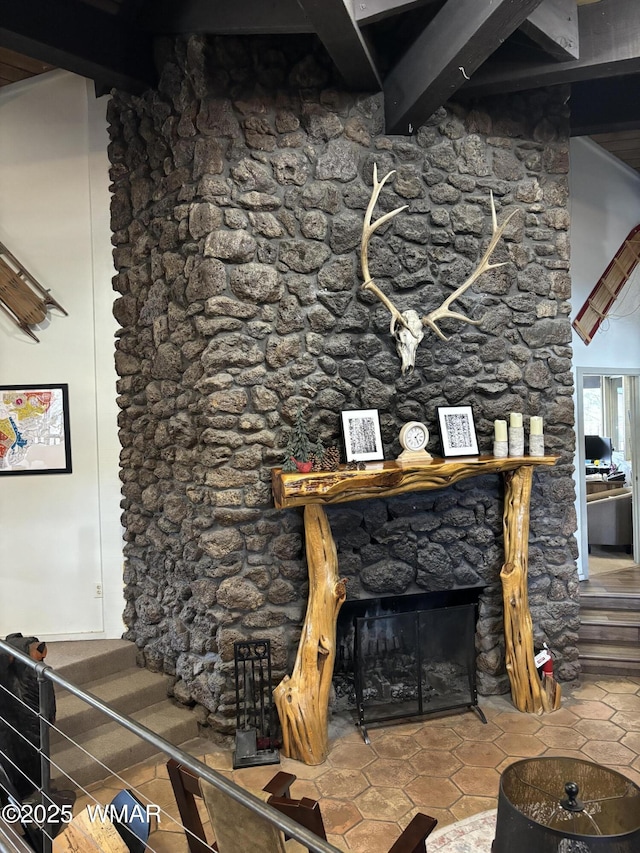 interior space with a fireplace