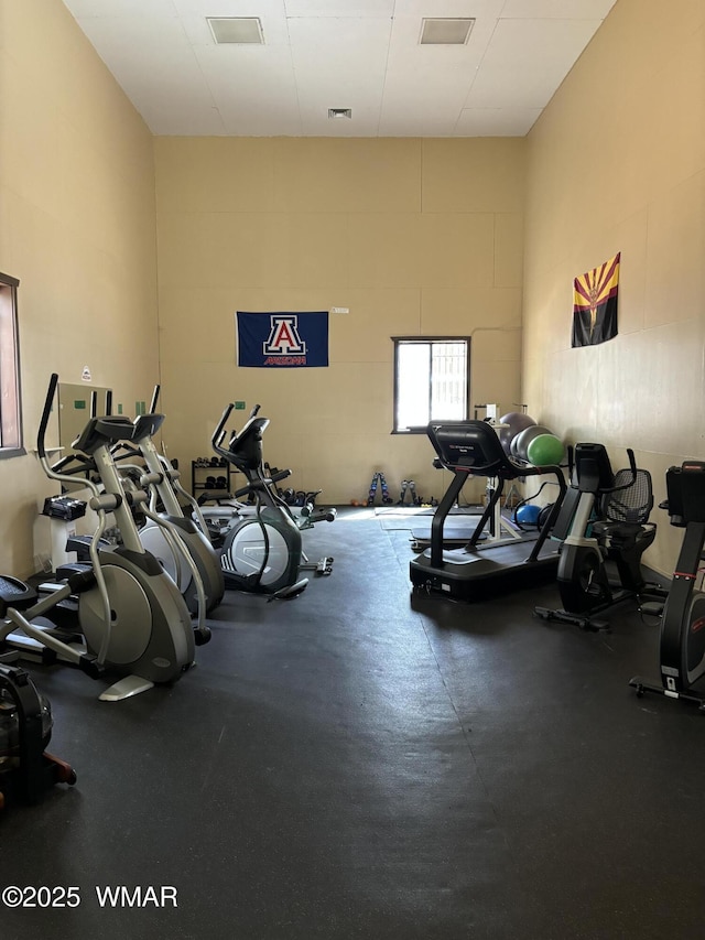 exercise room with visible vents