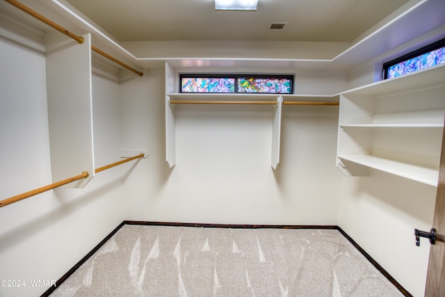 spacious closet with carpet and visible vents