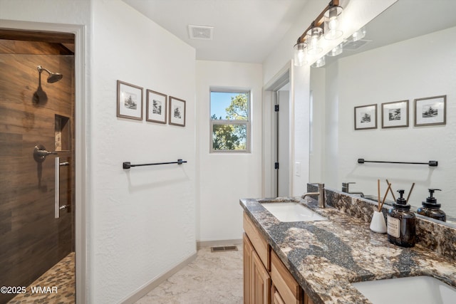 3457 Carefree Rd, Heber, AZ 85928 - bathroom with double vanity and tiled shower