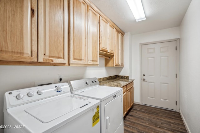 3457 Carefree Rd, Heber, AZ 85928 - laundry room with cabinet space, washing machine and clothes dryer, and dark wood finished floors