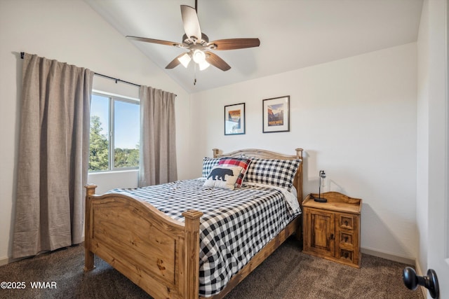 3457 Carefree Rd, Heber, AZ 85928 - bedroom featuring carpet flooring, lofted ceiling, and a ceiling fan